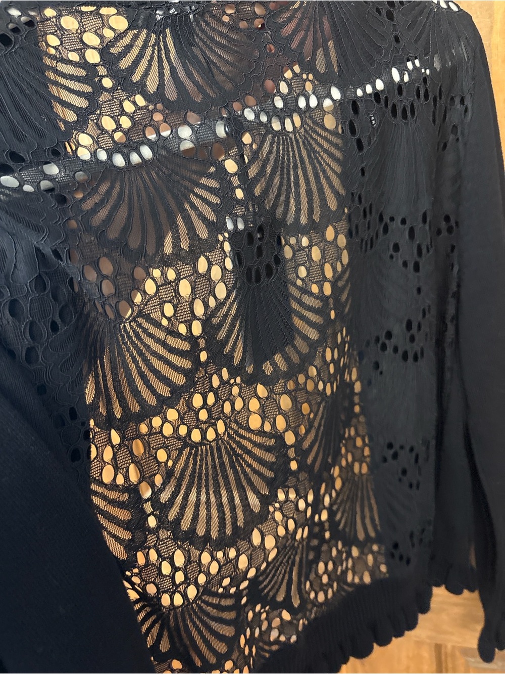 DKNY Black Lace Back Open Front Cardigan Sweater Size M NWT - Picture 4 of 8